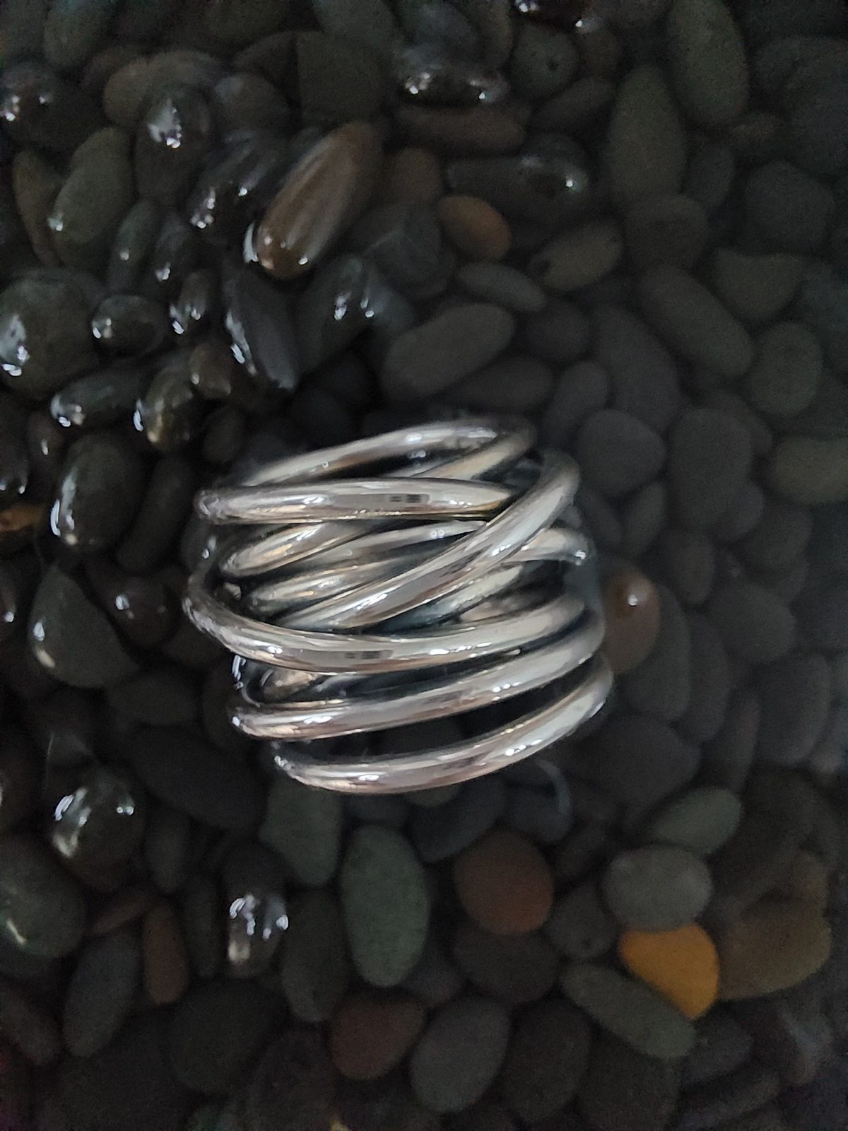 Bague spirale en fils d'argent